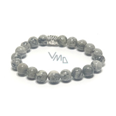 Mramor šedý náramek elastický přírodní kámen, kulička 8 mm / 16 - 17 cm