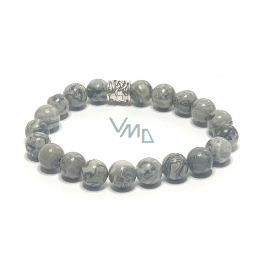 Mramor šedý náramek elastický přírodní kámen, kulička 8 mm / 16 - 17 cm Mramor šedý náramek elastický přírodní kámen, kulička 8 mm / 16 - 17 cm