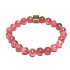Křemen růžový / jahodový s královskou mantrou Óm náramek elastický přírodní kámen, kulička 8 mm / 16 - 17 cm, AAA kvalita, nejdokonalejší léčitel