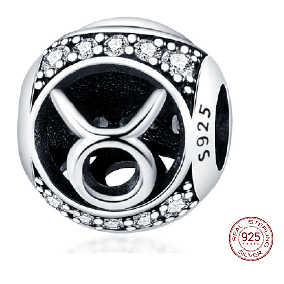 Charm znamení zvěrokruhu Býk + zirkony, korálek na náramek