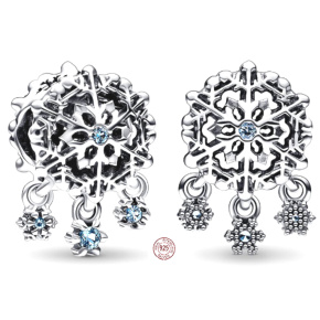 Charm Ledová sněhová vločka, korálek na náramek Vánoce