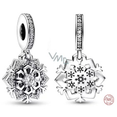Charm Sterlingové stříbro 925 Sněhová vločka se zirkony 2v1, přívěsek na náramek vánoce Charm Sterlingové stříbro 925 Sněhová vločka se zirkony 2v1, přívěsek na náramek vánoce
