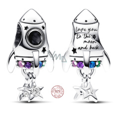 Charm Sterlingové stříbro 925 Raketa - miluji tě, korálek na náramek láska