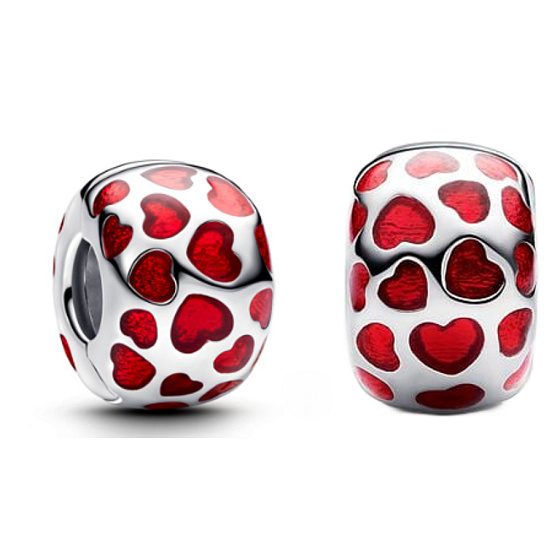Klip s červenými srdíčky, přívěsek na náramekkorálek na náramek