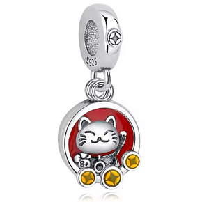 Charm Japonsko - Maneki Neko s mincemi, kočky štěstí talisman bohatství a úspěchu, přívěsek na náramek cestování Charm Japonsko - Maneki Neko s mincemi, kočky štěstí talisman bohatství a úspěchu, přívěsek na náramek cestování