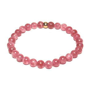 Křemen růžový / jahodový náramek elastický přírodní kámen, kulička 6 mm / 16 - 17 cm, AAA kvalita, nejdokonalejší léčitel
