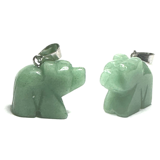 Aventurin Medvěd přívěsek přírodní kámen, ručně broušená figurka 1,8 x 2,5 x 8 mm, kámen lásky, radosti