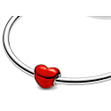 Charm Metalické červené srdce, korálek na náramek láska