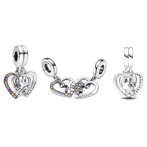 Charm Puzzle přátelství, dělitelný 2v1 přívěsek na náramek, láska