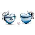 Zawieszka Srebrna 925 Stopień Błękitne Promocja Serce 2024, koralik na bransoletkę stopień