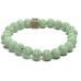 Láva světle zelená s královskou mantrou Óm, náramek elastický přírodní kámen, kulička 8 mm / 16 - 17 cm, zrozen ze čtyř živlů
