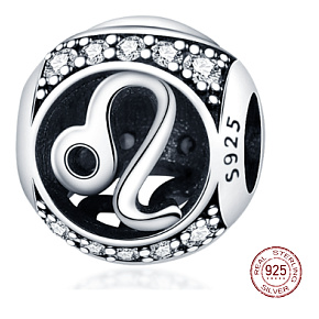 Charm znamení zvěrokruhu Lev + zirkony, korálek na náramek