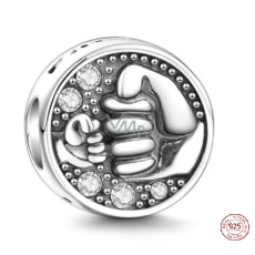Charm Sterlingové stříbro 925 Pěst - pozdrav, korálek na náramek přátelství