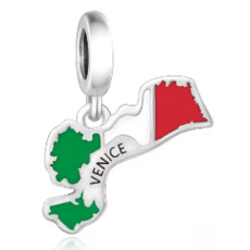 Charm Itálie Benátky vlajka - houpající se mapa, přívěsek na náramek cestování