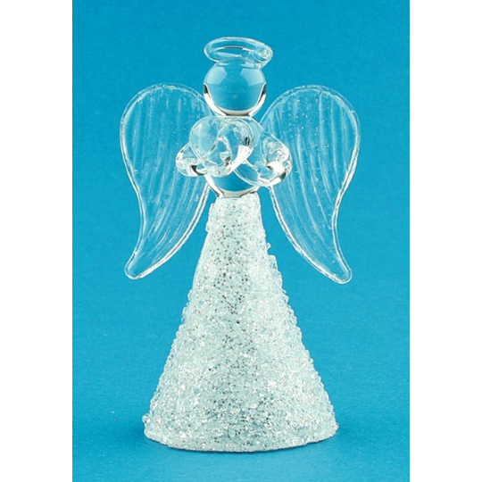 Anděl skleněný úzký na postavení 6 cm
