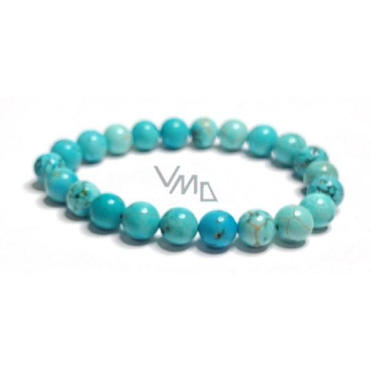 Tyrkenit náramek elastický přírodní kámen, kulička 8 mm / 16 - 17 cm, kámen mladých lidí, hledá životní cíl