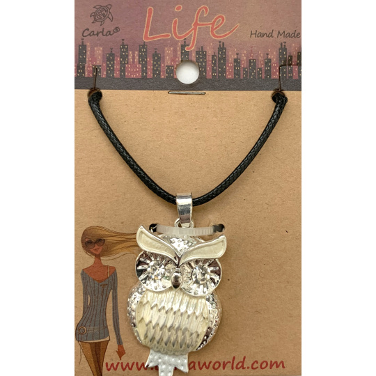 Albi Šperk náhrdelník šňůrka černá Sova symbol moudrosti 1 kus