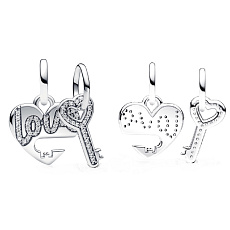 Charm Rozdělitelný přívěsek se srdcem a klíčem 2v1, přívěsek na náramek láska