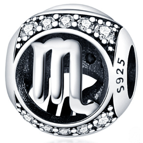 Charm znamení zvěrokruhu Štír + zirkony, korálek na náramek Charm znamení zvěrokruhu Štír + zirkony, korálek na náramek