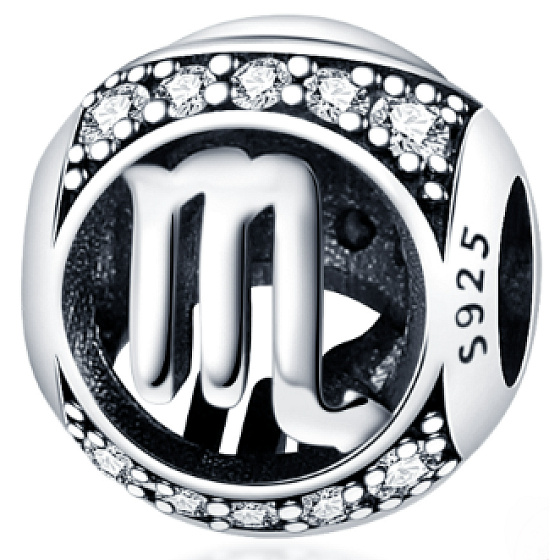 Charm znamení zvěrokruhu Štír + zirkony, korálek na náramek