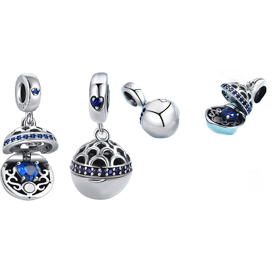  Překvapení z lásky - královsky modré, otevíratelný stříbrný 925 přívěsek na náramek