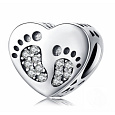 Charm Srdce otisk nožiček, korálek na náramek rodina