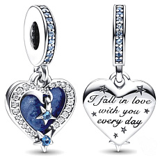 Charm Srdce a nebeská padající hvězda 2v1, přívěsek na náramek láska