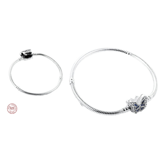 Sterlingové stříbro Náramek Motýlek hadí řetízek 17 cm