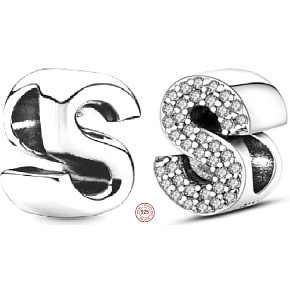 Charm Abecední písmeno S, korálek na náramek