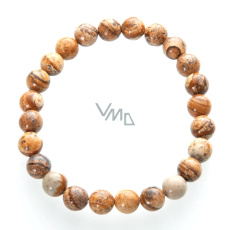 Jaspis obrázkový náramek elastický přírodní kámen, kulička 8 mm / 19 cm, kámen pozitivní energie