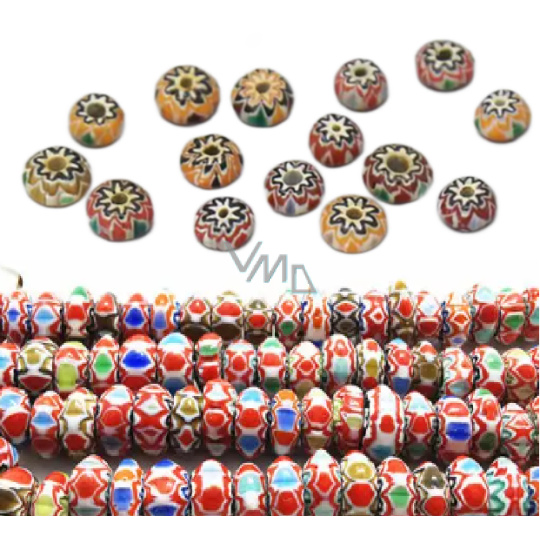 Starověké sklo ručně vyráběné z Nepálu korálek duhovým diskem 8 mm 1 kus