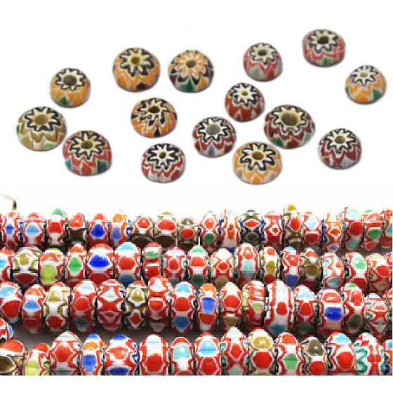 Starověké sklo ručně vyráběné z Nepálu korálek duhovým diskem 8 mm 1 kus