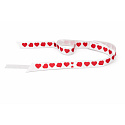 Kokarda – stahovací ozdobná stuha bílá s červenými srdíčky 50 cm