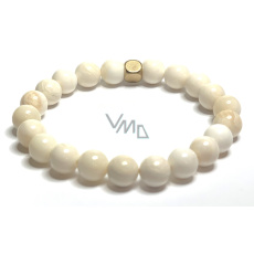 Slonovina náramek elastický z přírodní slonové kosti, kulička 8 mm / 16 - 17 cm Slonovina náramek elastický z přírodní slonové kosti, kulička 8 mm / 16 - 17 cm