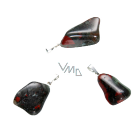 Heliotrop / Bloodstone JAR Troml přívěsek přírodní kámen, S cca 2,5 cm, 1 kus, kámen odvahy Heliotrop / Bloodstone JAR Troml přívěsek přírodní kámen, S cca 2,5 cm, 1 kus, kámen odvahy