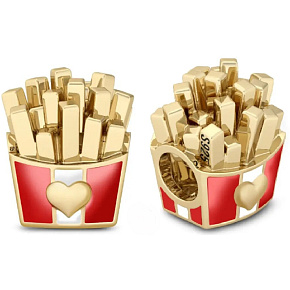 Charm Hranolky se srdcem, hravý přívěsek lásky a radosti, korálek na náramek, jídlo