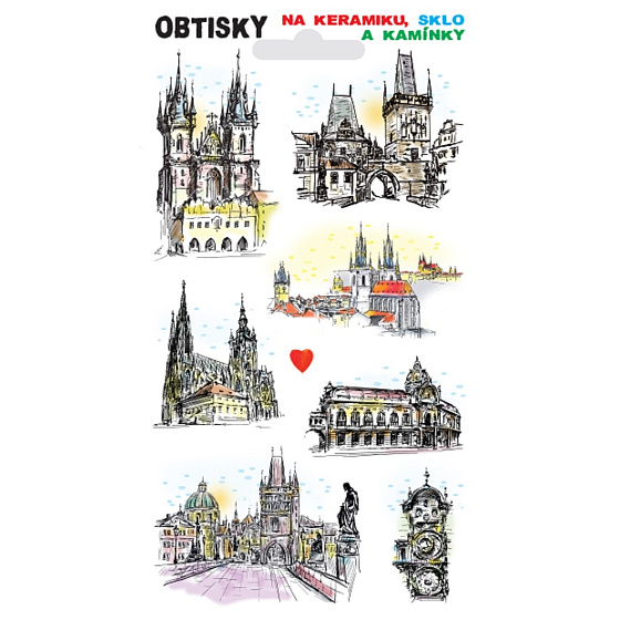 Arch Obtisky na sklo, keramiku a kamínky - Týnský chrám, 9,5 x 17 cm