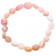 Opál růžový náramek elastický přírodní kámen, troml 8 x 12 mm nepravidelný tvar / 16 - 17 cm, kámen královny, přitažlivosti, ženské intuice a krásy
