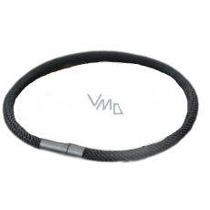 Lanový Magnetický náramek černý, 18,5 cm x 4 mm, unisex