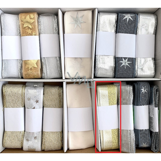 Ditipo Stuha látková s drátkem Zlatá s dvěma pruhy 3 m x 25 mm Ditipo Stuha látková s drátkem Zlatá s dvěma pruhy 3 m x 25 mm