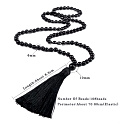108 Mala Onyx mat náhrdelník meditační šperk, přírodní kámen, vázaný střapec, korálek 6 mm matný