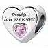 Charm Dcera tě miluje navždy srdce, korálek na náramek rodina