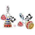 Charm Sterlingové stříbro 925 Čína, chrám Nebes, panda a harmonie světa, 3v1 přívěsek na náramek cestování