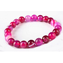 Achát růžový krajkový náramek elastický přírodní kámen, kulička 6 mm / 16 - 17 cm, klid - ochrana - síla - harmonie