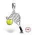 Charm Tenisová raketa, žlutý míček, 2v1 přívěsek na náramek sport