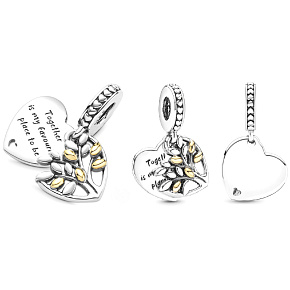 Charm Strom života a srdce 2v1, přívěsek na náramek rodina