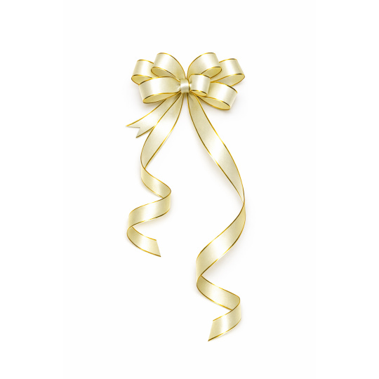 Kokarda – stahovací ozdobná stuha bílá se zlatým okrajem | 39 cm × 1,8 cm