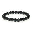 Onyx černý náramek elastický přírodní kámen, kulička 8 mm / 16 - 17 cm, kámen životní síly
