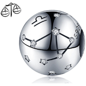 Charm Znamení zvěrokruhu Váhy + zirkony, korálek na náramek 9 mm