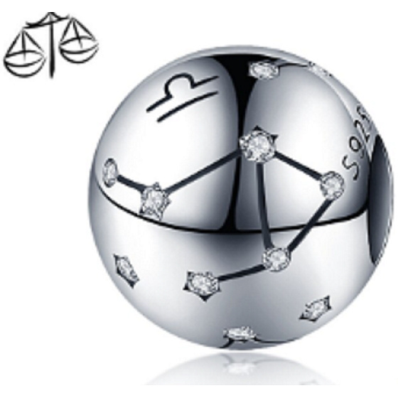 Charm Znamení zvěrokruhu Váhy + zirkony, korálek na náramek 9 mm